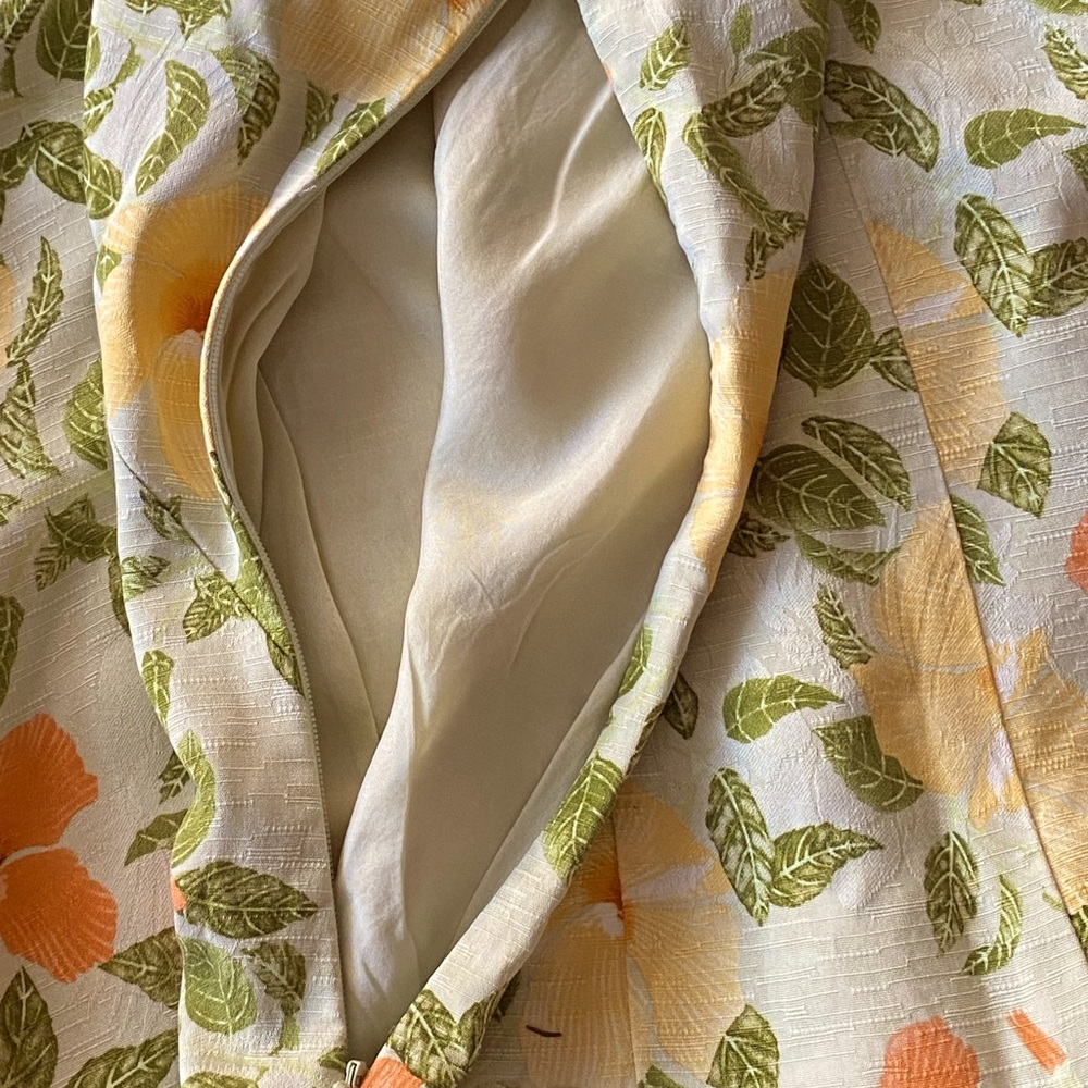 NWOT Tommy Bahama 100% silk sheath midi dress,orange/yellow hibiscus pattern,4 - Picture 10 of 14